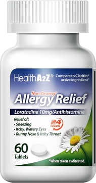 HealthA2Z® Allergy Relief | Loratadine 10mg | Antihistamine | Non-Drowsy | Relief from Itchy Throat,