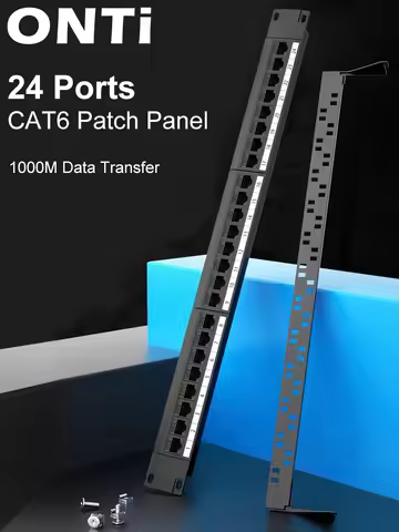 24 Port Cat6 Patch Panel with Inline Keystone 1U Tool-Free Rack Mount Network Panel with Labels for 