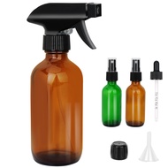 Hachacha Amber Glass Spray Bottles - 8.4oz Refillable Bottle for Essential Oils, Plants, Cleaning So