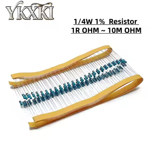 100PCS/Lot Metal Film Resistor 1/4W 1% 10R 100R 220R 1K 1.5K 2.2K 4.7K 10K 22K 47K 100K 1K5 2K2 4K7