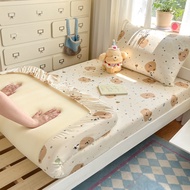 Cute Bear Printed 100%cotton 1000TC Bedsheet Single Queen / King Size Fitted Bedsheet Cadar Pillowca