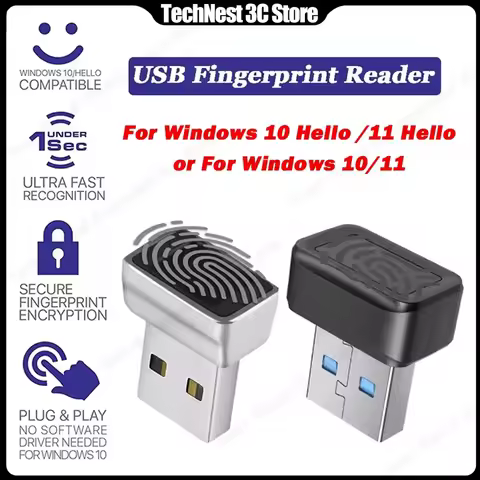 USB Fingerprint Key Reader Recognizer For Windows 10/11 FIDO U2F PortableAnti-Spoofing Biometric Min