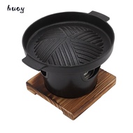 HUAYU Mini BBQ Grill, Wood Aluminum Alloy Black Hibachi Grill, Portable Burner Stove Smokeless Desig