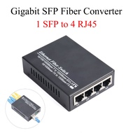 1PCS Gigabit SFP Media Converter 1 SFP to 4 RJ45 Transceiver 10/100/1000M Fiber Optic Switch With 3K