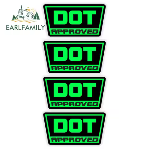 EARLFAMILY 4 Pcs DOT Approved Motorcycle DIrt Bike Helmet Car Stickers Decals Labels D.O.T. 3D Car S