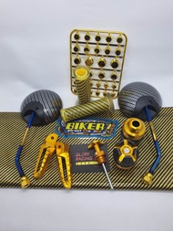 Kulit jok Karbon Biker Universal + Handgrip Karbon + Jalu As Roda Depan + Cover Monel Baut Probolt M