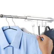 Closet Valet Rod 12 Inch with 4 Hooks Pull Out Clothes Hanger Slide Out for Closets