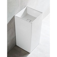 ft Floor-Standing Wash Basin Simple Ceramic Small Sink Bathroom Pedestal Basin Square Balcony Integr