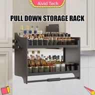 Pull Down Storage Rack Elevator Basket Kitchen Shelf Kitchen Condiments Organizer Spice Rack Wall Ca