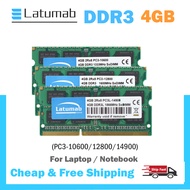 Latumab RAM DDR3 4GB 1066MHZ 1333MHZ 1600MHZ 1866MHz หน่วยความจำแล็ปท็อป PC3-10600/12800/14900 204พิน SODIMM 1.5V แรม DDR3โมดูลหน่วยความจำโน้ตบุ๊คพร้อมสต็อก