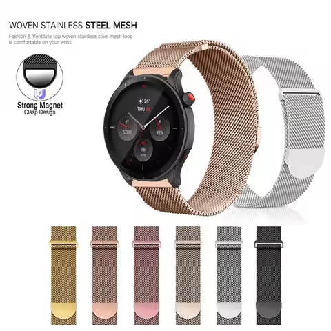 20MM 22MM Stainless Steel Strap Breathable Milanese Band For Huami Amazfit GTR mini / GTR4 GTR3 Pro 