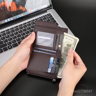 Men Medium Wallet Men's Multi-Card 7 Card Slots Zipper Coin Purse Y7RW