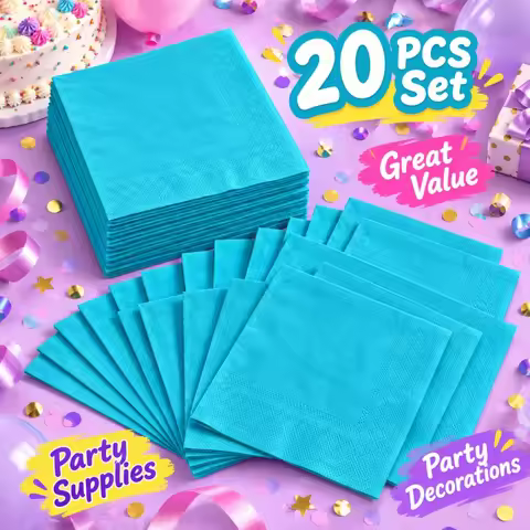 Blue Napkin Happy Birthday Party Decoration Disposable Tableware Prints Hot Selling Supplies Indoor 