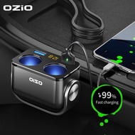 Ozio QC 3.0 Fast Charge Car Charger LED Voltage Display Charger Dual USB Port 12/24V