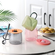 [High-Value] Glass Cup With Lid Simple Style Heat-Resistant Water High-Value Hot Drink With Portable