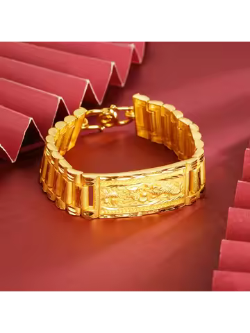 Luxury 24K 9999 Pure Gold real gold Dragon Brand Bracelet Men Boss Watch Chain