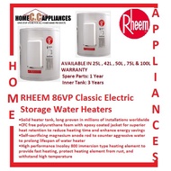 RHEEM 86VP-25V/42V/50V/75V/100V Classic Electric Storage Water Heaters