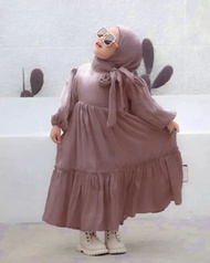 Arsyila Kids Khimar Dress Anak Perempuan 7-8Thn Model Lebaran 2024