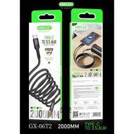 GERLAX - AUX CABLE GX-06T2 TYPE-C TO JACK AUDIO 3.5MM AUX AUDIO CABLE GERLAX C TO AUDIO 3.5MM