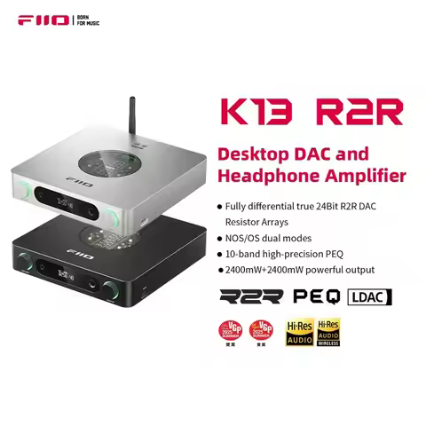 FiiO K13 R2R Desktop DAC & Headphone Amplifier High-Fidelity 24Bit R2R DAC, Powerful 2400mW Output,