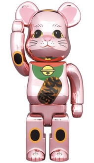 Be@rbrick Bearbrick 400% 招財貓 桃金 發光