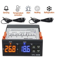 STC-3008 Digital Temperature Controller AC 110V 220V DC 12V 24V Dual Humidity Meter Heating and Cooling Two Relay Outputs AC Relay 40% Off