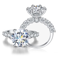 RIEX 925 Silver Moissanite Engagement Round Brilliant Cut 3ct/5ct Wedding Engagement Rings Moissanit