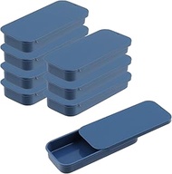 MY MIRONEY 8PCS Metal Tin Box Containers Blue Slide Top Small Storage Box Containers Rectangular Emp