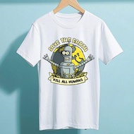 T-shirt grafik SAVE TAE EARTAY KILL ALL HUMANS, T-shirt F-Futurama B-Bender, T-shirt kapas Y2k, gaya