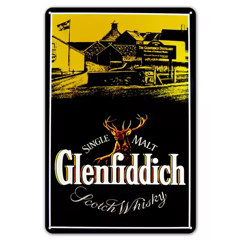 ZYPENG Metal Sign Kitchen Wall Glenfiddich Scotch Whisky tin Sign Metal Wall Poster Retro Metal Vint