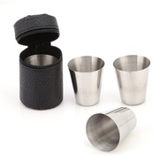 4pcs/set Mini 30ml Portable Stainless Steel Wine Cups Drinking Liquor Alcohol Whisky Vodka Bottle Mug Travel Barware Accessories (Color: White)