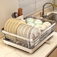 304 Stainless Steel Dish Rack Kitchen Dishwashing Drain Rack Sink Dish Rack Tableware Plate Storage 