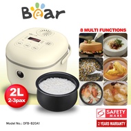 BEAR 2L Digital Rice Cooker | 8-in-1 Multi-Function | Smart Timer & Keep Warm | For 1-3 Pax (DFB-B20