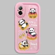 Casing hp for Realme C67 12 Lite Panda Swimming Case CuteYANG Silicone Case Cesing Stick Original So