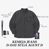 KEMEJA JEANS DDAY SUGA AGUST D DSRK GREY - FREE PHOTOCARD - LANYARD
