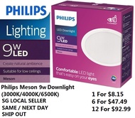 Philips Meson 9W LED Downlight Warm White(3000K) , Cool White(4000K) , Daylight(6500K) , 1 Year Warranty