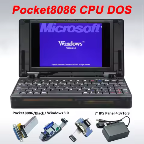 Pocket8086 DOS Computer Windows3.0 8086CPU IBM PC-X Compatible Notebook VGA Graphics Card 768KB RAM 