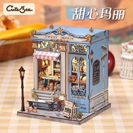 Assembling Toys Models of Pastry Shops, Flower Shops,