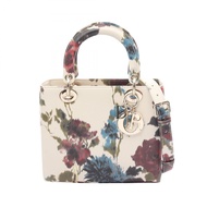 【二手】迪奧 Lady Dior 手提包，中號，兩用，米白色/花卉印花皮革，Lady Dior 兩用托特包，中號。