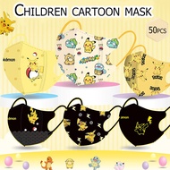 50pcs Children'S Mask 3D Pikachu Cartoon Pokemon 3D Mask Personal Bag Color Children'S Mask 5D Duckb