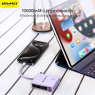 Awei P87K 10000mAh 30W PowerBank Built-In Cable Power Bank Portable Mini Powerbank 30W Fast Charging