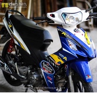 Tem Rời Suzuki Axelo 125 Logo Estrella Galicia Dán Xe Trắng Xanh Gp