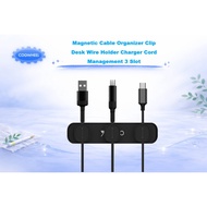 Magnetic Cable Organizer Clip Desk Wire Holder Charger Cord Management 3 Slot