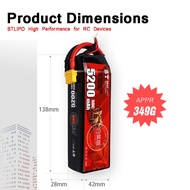 2PCS BTLIPO 11.1V 50C 5200mAh 3S LiPo Batteries XT60 for RC Car Truck Heli Drone