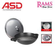 ASD 40cm Induction Hard Anodized Steamer Wok Pan with Stainless Steel Cover / Induction Chef Wok /