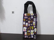 ~琴姐ㄉ店~C222M1060~日式黑白招財貓拼布水壺袋,水壺提袋,小型提袋。便當袋。環保袋。飲料手提袋~