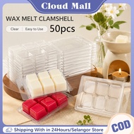 50pcs Wax Melt Molds Clear Wax Clamshells 6 Cavity Clear Plastic Cube Tray Wax Melt Candles Boxes Li