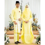 SET BAJU DRESS LAREENDA & BAJU MELAYU PANGLIMA [KUNING YELLOW] NIKAH TUNANG BRIDESMAID COUPLE SET SE
