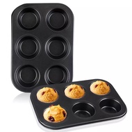 MOS 6 Cups Cupcake Pan Muffin Tray Non-Stick Carbon Steel Muffin Baking Pan Egg Tart Baking Tray