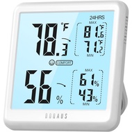 Termometer Dalaman Higrometer Digital DOQAUS untuk Rumah, Termometer Bilik dengan Segar Semula Panta